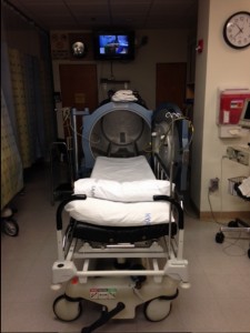 Photo of chamber for the delivery of hyperbaric therapy