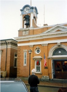 One of the authors standing in front of the Town Hall in Centreville, MD. This is one of many stately and historic buildings in the downtown area that includes Lawyer's Row.