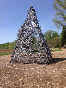 bike sculpture in Ginter Park Botanical Gardens