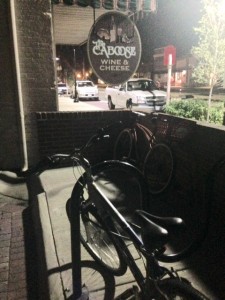 bicycles outside wine bar