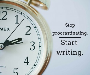 "Stop procrastinating. Start writing." by alarm clock.