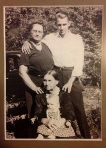 Vivian Lawry as a baby with her father, grandmother, and great-grandmother