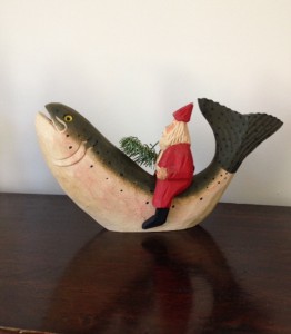 creativity expressed in James Haddon's Santa riding a trout