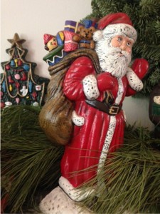 Santa Claus figurine on mantel