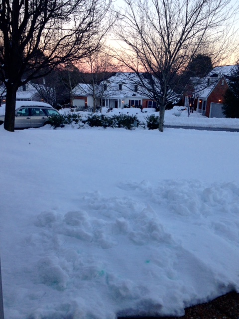 neighborhood with snow 