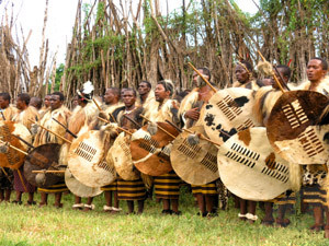 Eswatini warriors dancing Incwala
