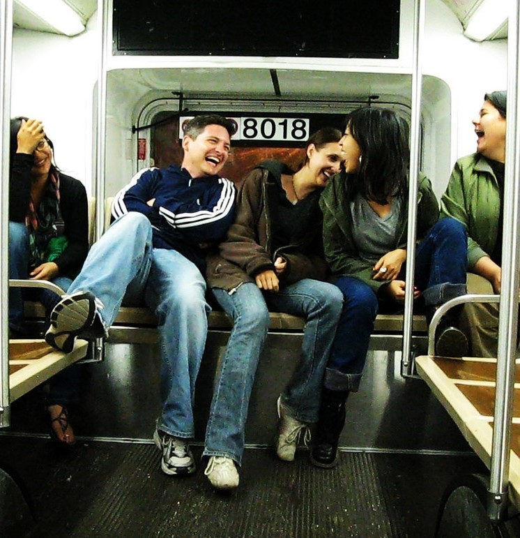 friends on a bus